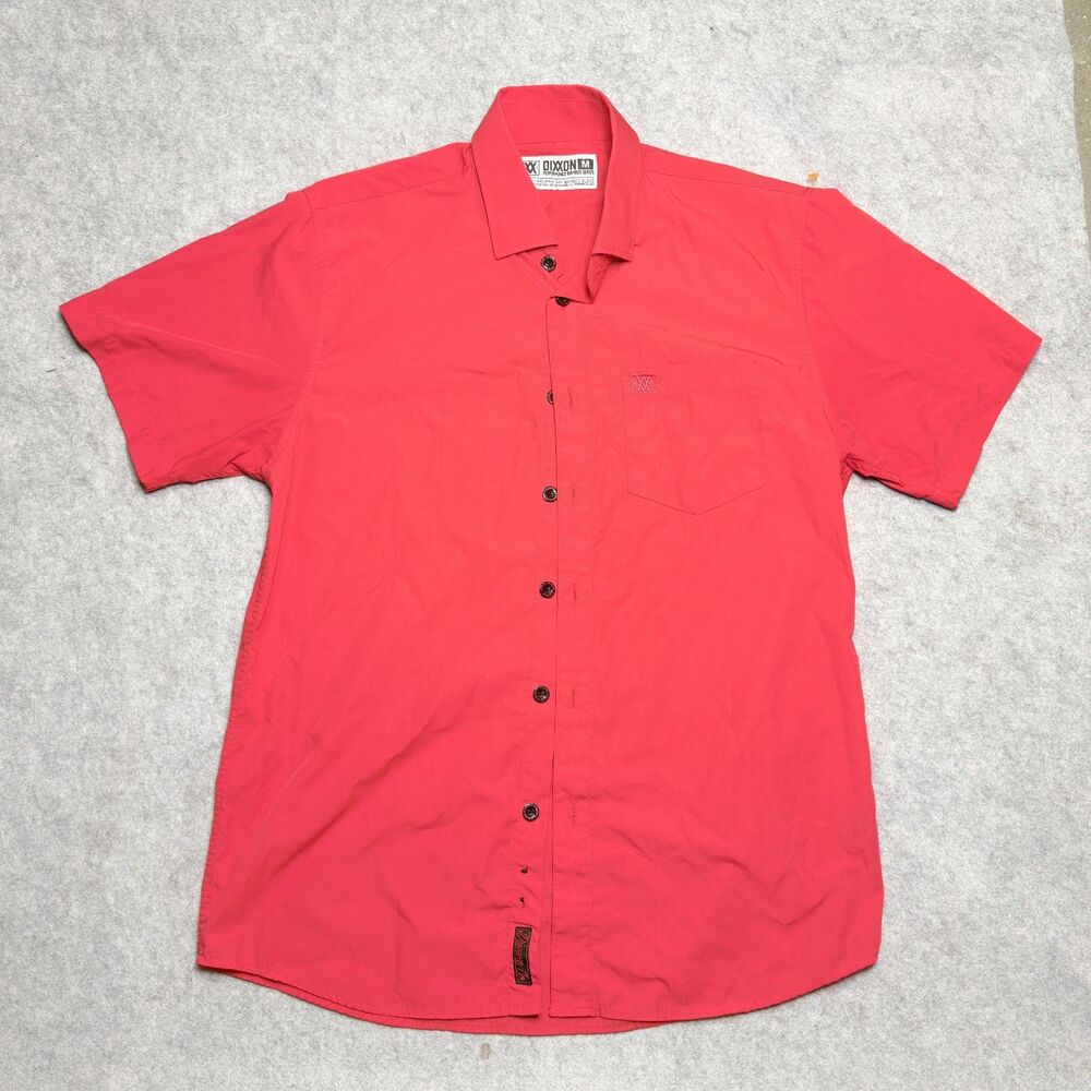 Dixxon Performance Bamboo Series Shirt Mens Medium Red Short Sleeve Button Up